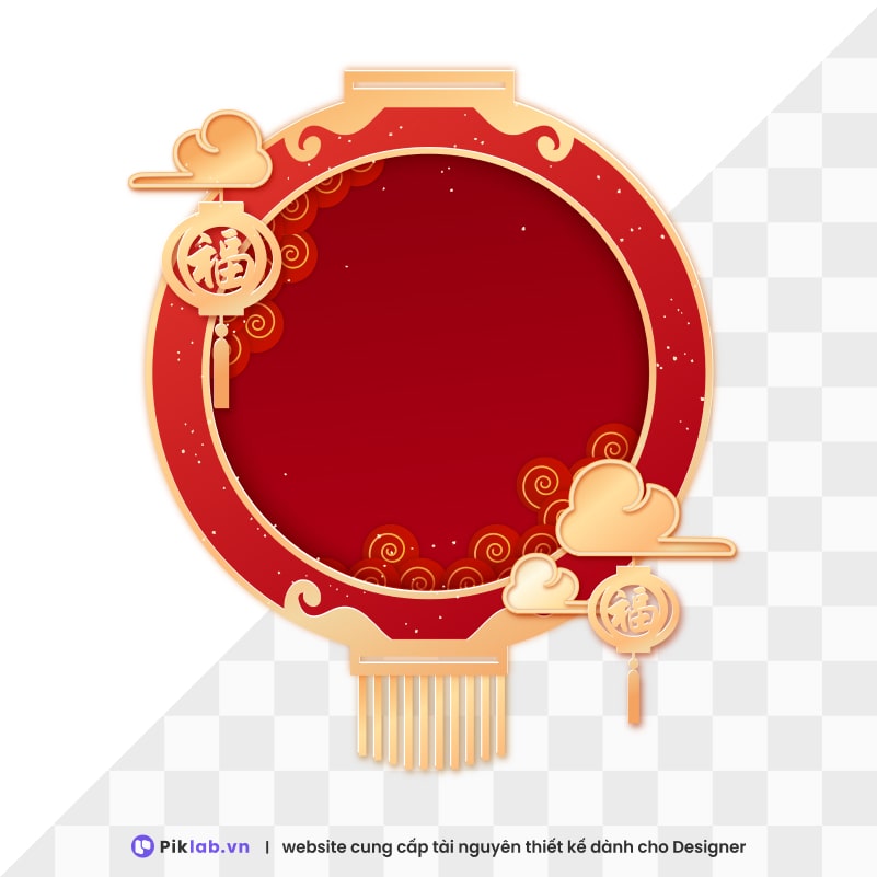 Design resource Red lantern with traditional cloud pattern happy new year tet holiday isolated on transparent trang trí tết PNG tết